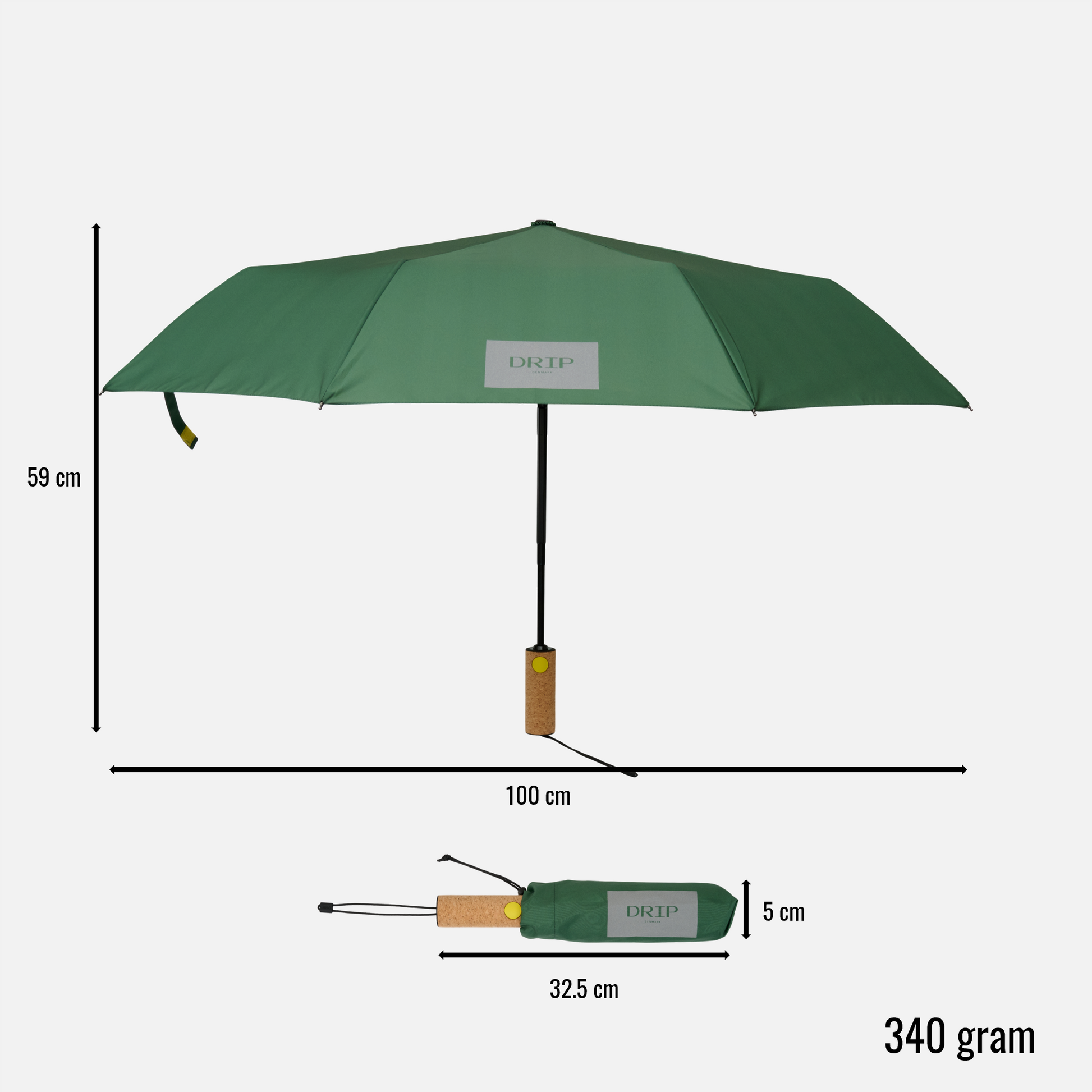 Grøn paraply fra DRIP Denmark